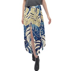 Abstract Art Tropical Leaves Velour Split Maxi Skirt by Valentinaart