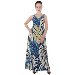 Abstract Art Tropical Leaves Empire Waist Velour Maxi Dress by Valentinaart