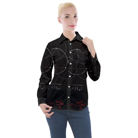 Math Board Circuit Circuits Computer Shield Tech Technology Women s Long Sleeve Pocket Shirt by Loisa77