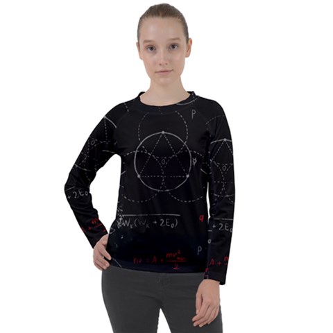 Math Board Circuit Circuits Computer Shield Tech Technology Women s Long Sleeve Raglan T-shirt by Loisa77