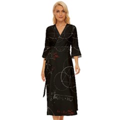 Math Board Circuit Circuits Computer Shield Tech Technology Midsummer Wrap Dress by Loisa77