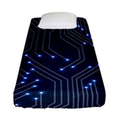 Seamless Pattern Of Glowing Circuit Board Neon Technology Fitted Sheet (single Size) by Loisa77