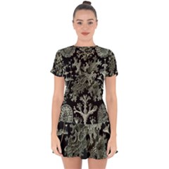 Weave Haeckel Lichenes Photobionten Drop Hem Mini Chiffon Dress by Cemarart