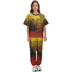 Forest Woods Autumn Nature Kids  T-shirt And Pants Sports Set by Proyonanggan