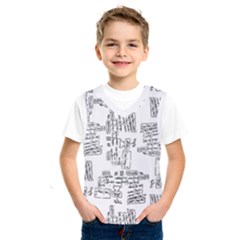 Blackboard Algorithms Black And White Pattern Kids  Basketball Tank Top by dflcprintsclothing