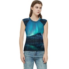 Aurora Borealis Mountain Reflection Women s Raglan Cap Sleeve T-shirt by Grandong