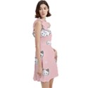 Cute Cat Cartoon Doodle Seamless Pink Pattern Cocktail Party Halter Sleeveless Dress With Pockets View3