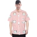 Cute Cat Cartoon Doodle Seamless Pink Pattern Men s Hawaii Shirt View1