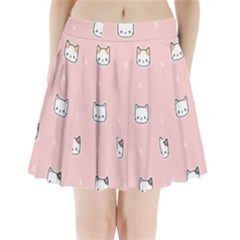 Cute Cat Cartoon Doodle Seamless Pink Pattern Pleated Mini Skirt by Grandong