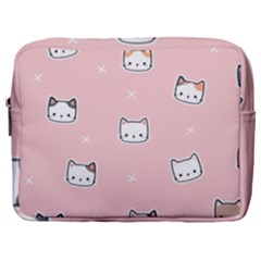 Cute Cat Cartoon Doodle Seamless Pink Pattern Make Up Pouch (large) by Grandong