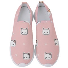 Cute Cat Cartoon Doodle Seamless Pink Pattern Men s Slip On Sneakers by Grandong