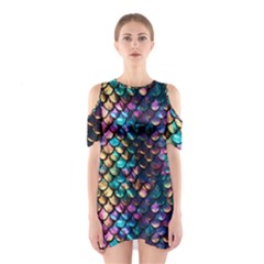 Rainbow Scales Shoulder Cutout One Piece Dress by zappwaits