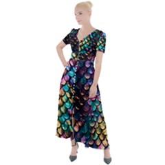 Rainbow Scales Button Up Short Sleeve Maxi Dress by zappwaits