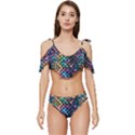 Rainbow Scales Ruffle Edge Tie Up Bikini Set	 View1