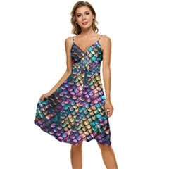 Rainbow Scales Sleeveless Tie Front Chiffon Dress by zappwaits