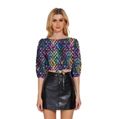 Rainbow Scales Mid Sleeve Drawstring Hem Top by zappwaits