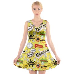 Cartoon Comics Pattern V-neck Sleeveless Dress by Loisa77