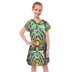 Monkey Tiger Bird Parrot Forest Jungle Style Kids  Drop Waist Dress by Grandong