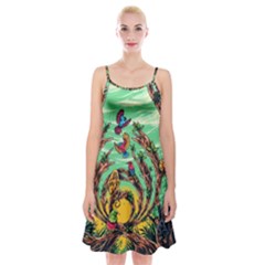 Monkey Tiger Bird Parrot Forest Jungle Style Spaghetti Strap Velvet Dress by Grandong