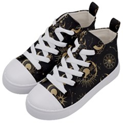 Asian Seamless Pattern With Clouds Moon Sun Stars Vector Collection Oriental Chinese Japanese Korean Kids  Mid-top Canvas Sneakers by Grandong