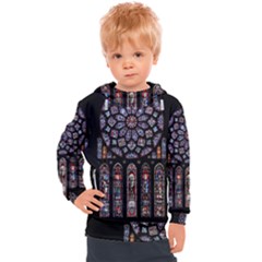 Chartres Cathedral Notre Dame De Paris Stained Glass Kids  Hooded Pullover by Grandong