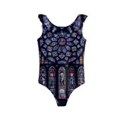 Chartres Cathedral Notre Dame De Paris Stained Glass Kids  Frill Swimsuit by Grandong