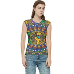 Dead Dancing Bears Grateful Dead Pattern Women s Raglan Cap Sleeve T-shirt by Grandong