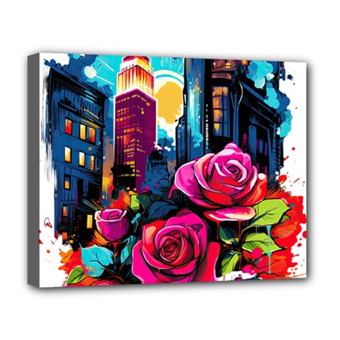 City Rose 2-gigapixel-art-scale-4 00x Deluxe Canvas 20  X 16  (stretched) by BrightWear