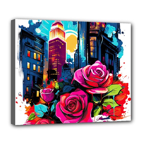 City Rose 2-gigapixel-art-scale-4 00x Deluxe Canvas 24  X 20  (stretched) by BrightWear