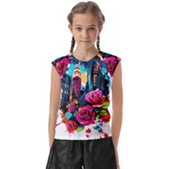 City Rose 2-gigapixel-art-scale-4 00x Kids  Raglan Cap Sleeve T-shirt by BrightWear