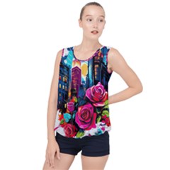 City Rose 2-gigapixel-art-scale-4 00x Bubble Hem Chiffon Tank Top by BrightWear