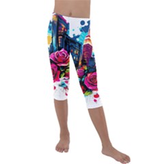 City Rose 2-gigapixel-art-scale-4 00x Kids  Lightweight Velour Capri Leggings  by BrightWear