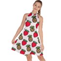 Strawberries Pineapples Fruits Sleeveless Halter Neck A-Line Dress View1