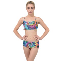 Tie Dye Grateful Dead Bears Layered Top Bikini Set by Perong