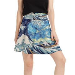 The Great Wave Of Kanagawa Painting Waistband Skirt by Perong