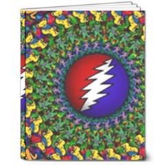 Grateful Dead Bear Pattern 8  X 10  Hardcover Notebook by Maspions