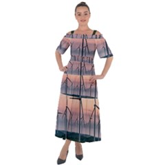 Wind Giants At Twilight Shoulder Straps Boho Maxi Dress  by Tellerarts