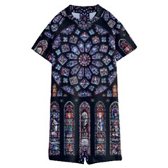 Chartres Cathedral Notre Dame De Paris Stained Glass Kids  Boyleg Half Suit Swimwear by Grandong