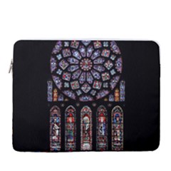 Chartres Cathedral Notre Dame De Paris Stained Glass 15  Vertical Laptop Sleeve Case With Pocket by Grandong