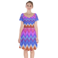 Pattern Chevron Zigzag Background Short Sleeve Bardot Dress by Grandong