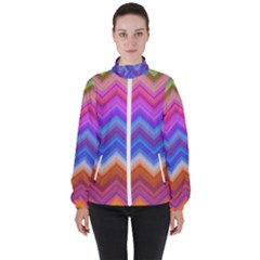 Pattern Chevron Zigzag Background Women s High Neck Windbreaker by Grandong