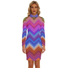 Pattern Chevron Zigzag Background Long Sleeve Shirt Collar Bodycon Dress by Grandong