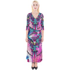 Owl Dreamcatcher Quarter Sleeve Wrap Maxi Dress by Grandong