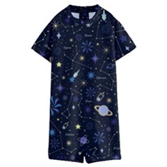 Starry Night  Space Constellations  Stars  Galaxy  Universe Graphic  Illustration Kids  Boyleg Half Suit Swimwear by Grandong