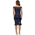 Starry Night  Space Constellations  Stars  Galaxy  Universe Graphic  Illustration Off Shoulder Ruffle Split Hem Bodycon Dress View4