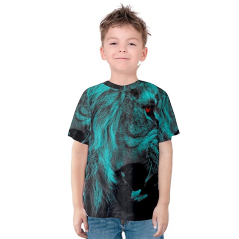 Angry Male Lion Predator Carnivore Kids  Cotton T-shirt by Ndabl3x