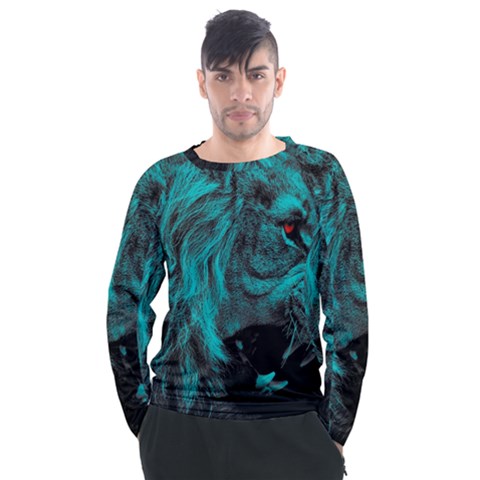 Angry Male Lion Predator Carnivore Men s Long Sleeve Raglan T-shirt by Ndabl3x