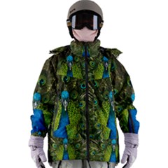 Peacock Feathers Bird Plumage Women s Zip Ski And Snowboard Waterproof Breathable Jacket by Perong