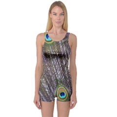 Peacock Bird Feathers Plumage Peacock One Piece Boyleg Swimsuit by Perong