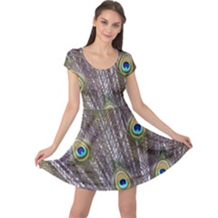 Peacock Bird Feathers Plumage Peacock Cap Sleeve Dress by Perong